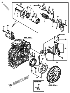  Двигатель Yanmar L100N5CL2T1HAIC, узел -  Стартер и генератор 