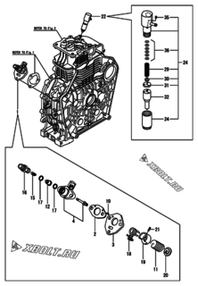  Двигатель Yanmar L100N6FJ1P1AAFT, узел -  Топливный насос высокого давления (ТНВД) и форсунка 