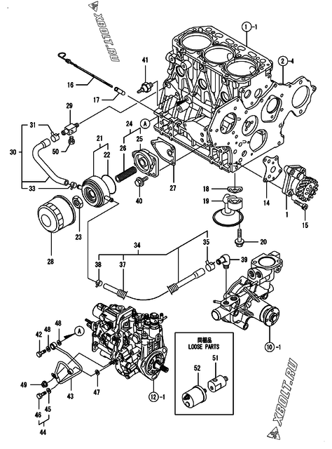  Система смазки двигателя Yanmar 3TNV88-BDSA03