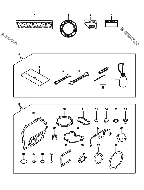  Инструменты, шильды и комплект прокладок двигателя Yanmar L70V6-GEY2
