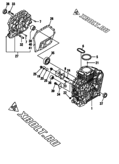  Двигатель Yanmar L100N6CA1T1AAMS, узел -  Блок цилиндров 