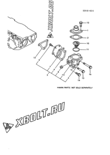  Двигатель Yanmar 3TN84E-FLA, узел -  Термостат 