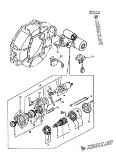  Двигатель Yanmar 3TN84E-FLA, узел -  Стартер 