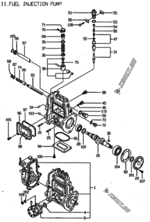  Двигатель Yanmar 3TN75E-RK, узел -  Топливный насос высокого давления (ТНВД) 