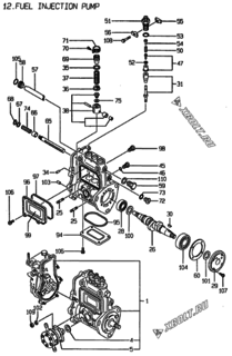  Двигатель Yanmar 3TN84E-RDWS, узел -  Топливный насос высокого давления (ТНВД) 