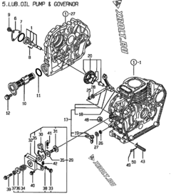  Двигатель Yanmar L40AE-DVR, узел -  Масляный насос и регулятор оборотов 