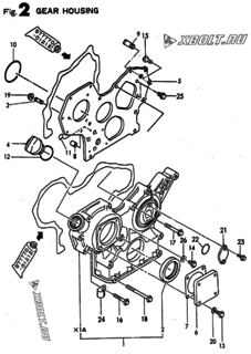  Двигатель Yanmar 3TN82E-MD, узел -  Корпус редуктора 