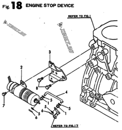  Двигатель Yanmar 3TN82E-MD, узел -  Устройство остановки двигателя 