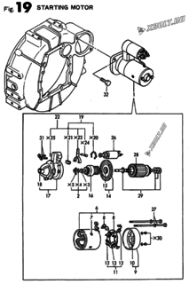  Двигатель Yanmar 3TN82E-MD, узел -  Стартер 