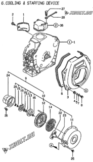  Двигатель Yanmar L48AE-DEG, узел -  Пусковое устройство 