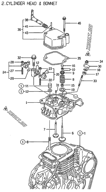  Головка блока цилиндров (ГБЦ) двигателя Yanmar L40AE-DVR