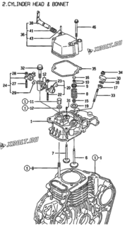  Двигатель Yanmar L40AE-DVR, узел -  Головка блока цилиндров (ГБЦ) 