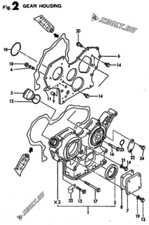  Двигатель Yanmar 3TNE78A-HP, узел -  Корпус редуктора 