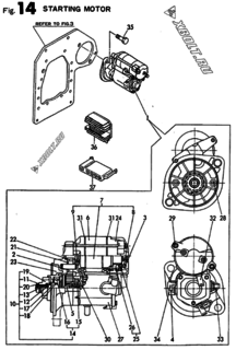  Двигатель Yanmar 3TNE78A-HP, узел -  Стартер 