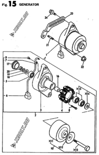  Двигатель Yanmar 3TNE78A-HP, узел -  Генератор 