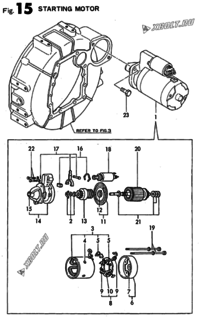  Двигатель Yanmar 3TN82E-RK, узел -  Стартер 