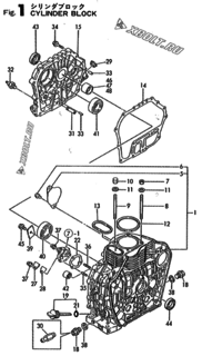  Двигатель Yanmar L90E-DEPAC, узел -  Блок цилиндров 