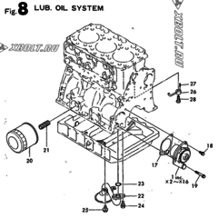  Двигатель Yanmar 3TN100E-SD1, узел -  Система смазки 