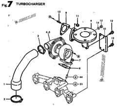  Двигатель Yanmar 4TN100TE-SD1, узел -  Турбокомпрессор 