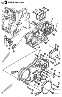  Двигатель Yanmar 3TN100E-SMD, узел -  Корпус редуктора 