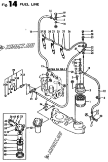  Двигатель Yanmar 3TN100E-SMD, узел -  Топливопровод 
