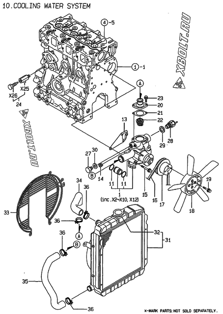  Система водяного охлаждения двигателя Yanmar 3TNE68-ADCL