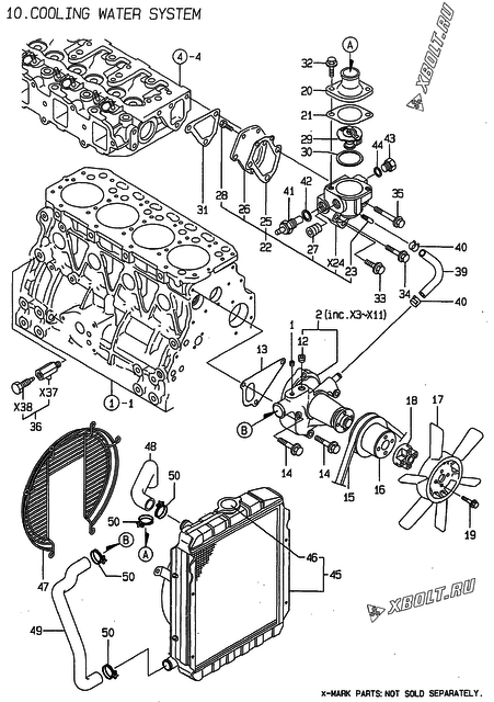  Система водяного охлаждения двигателя Yanmar 4TNE84-ADCL