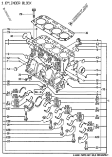  Двигатель Yanmar 4TN100E-ACG, узел -  Блок цилиндров 