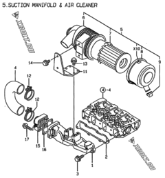  Двигатель Yanmar 3TNE82A-AF, узел -  Впускной коллектор и воздушный фильтр 