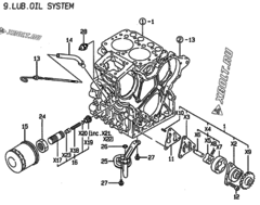  Двигатель Yanmar 2TN66E-DB, узел -  Система смазки 