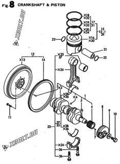  Двигатель Yanmar 3TNE88-AMM, узел -  Коленвал и поршень 