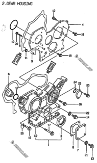  Двигатель Yanmar 4TNE84T-NS, узел -  Корпус редуктора 