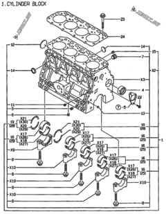  Двигатель Yanmar 4TNE88-NSR, узел -  Блок цилиндров 