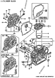  Двигатель Yanmar L70ACE-DELBY, узел -  Блок цилиндров 