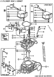  Двигатель Yanmar L48ACE-DELBY, узел -  Головка блока цилиндров (ГБЦ) 