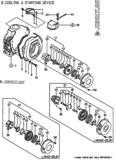  Двигатель Yanmar L48ACE-DELBY, узел -  Пусковое устройство 