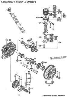  Двигатель Yanmar L100ACE-DEG6, узел -  Коленвал, поршень и распредвал 