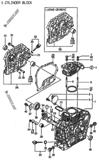  Двигатель Yanmar L100AE-DEVBO, узел -  Блок цилиндров 