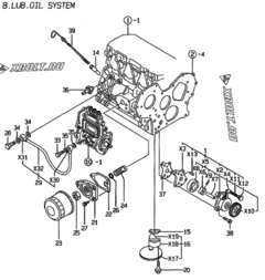  Двигатель Yanmar 3TNE78AC-KM, узел -  Система смазки 