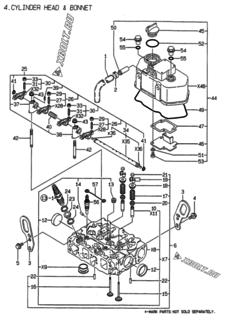  Двигатель Yanmar 2TNE68-HIN, узел -  Головка блока цилиндров (ГБЦ) 