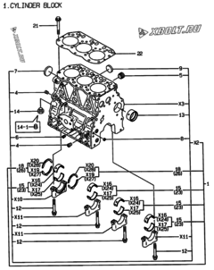  Двигатель Yanmar 3TNE78AC-EKG, узел -  Блок цилиндров 