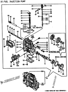  Двигатель Yanmar 3TNE78AC-EKG, узел -  Топливный насос высокого давления (ТНВД) 
