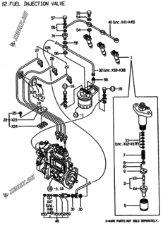  Двигатель Yanmar 3TNE78AC-EKG, узел -  Форсунка 