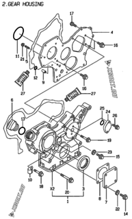  Двигатель Yanmar 3TNE84-AD, узел -  Корпус редуктора 
