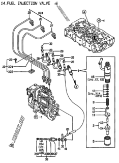  Двигатель Yanmar 3TNE84-AD, узел -  Форсунка 