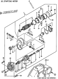  Двигатель Yanmar 3TNE84T-MD, узел -  Стартер 