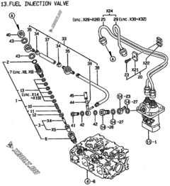  Двигатель Yanmar 2TNE68-BL, узел -  Форсунка 