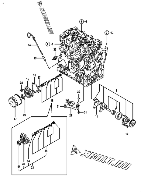  Система смазки двигателя Yanmar 3TNE74-NSR2