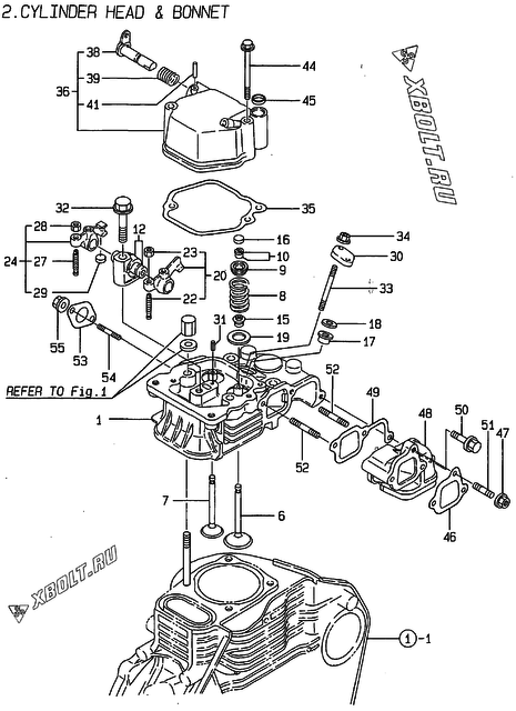  Головка блока цилиндров (ГБЦ) двигателя Yanmar L48AE-DEGMA