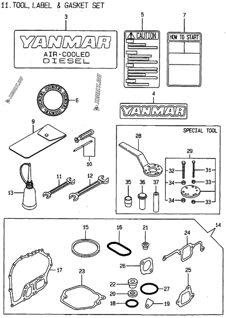  Инструменты, шильды и комплект прокладок двигателя Yanmar L70AE-DIC